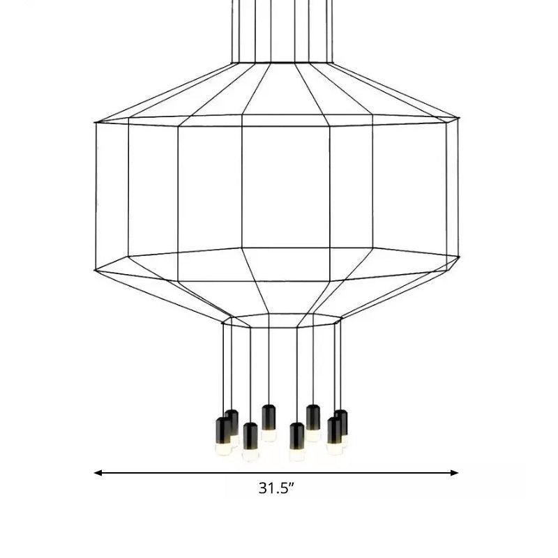 4/6/8 Heads Iron Pendant Light Industrial Black Hexagonal Chandelier - Rebooters