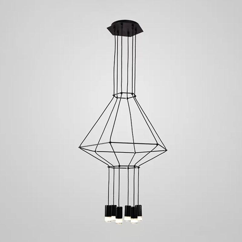 4/6/8 Heads Iron Pendant Light Industrial Black Hexagonal Chandelier - Rebooters