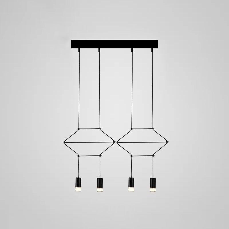 4/6/8 Heads Iron Pendant Light Industrial Black Hexagonal Chandelier - Rebooters