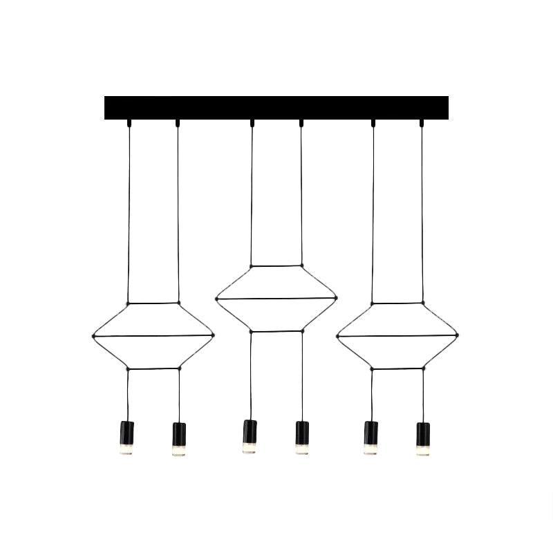 4/6/8 Heads Iron Pendant Light Industrial Black Hexagonal Chandelier - Rebooters