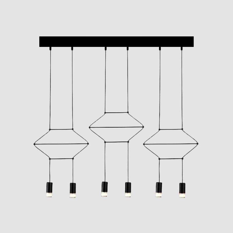 4/6/8 Heads Iron Pendant Light Industrial Black Hexagonal Chandelier - Rebooters