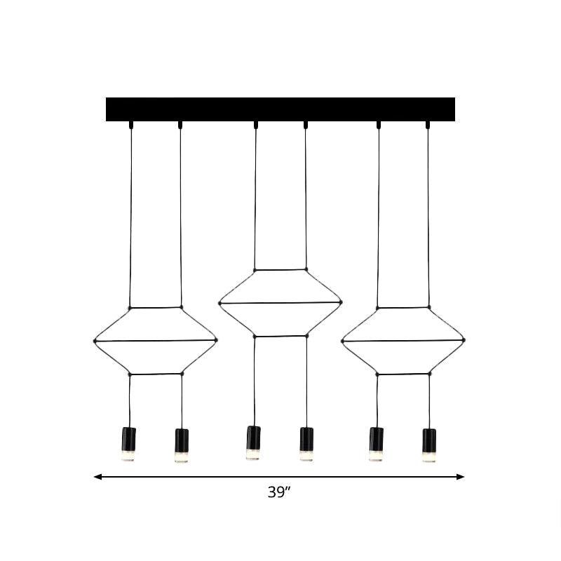 4/6/8 Heads Iron Pendant Light Industrial Black Hexagonal Chandelier - Rebooters