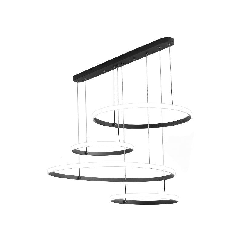 4-Head Living Room LED Chandelier Minimalist Black Coffee Pendant Lamp - Rebooters