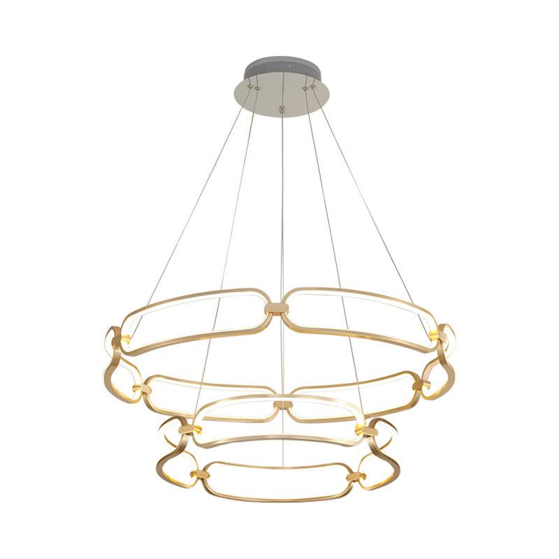 1/2-Tiered Wristlet Shaped Chandelier Metal Gold LED Light - Rebooters