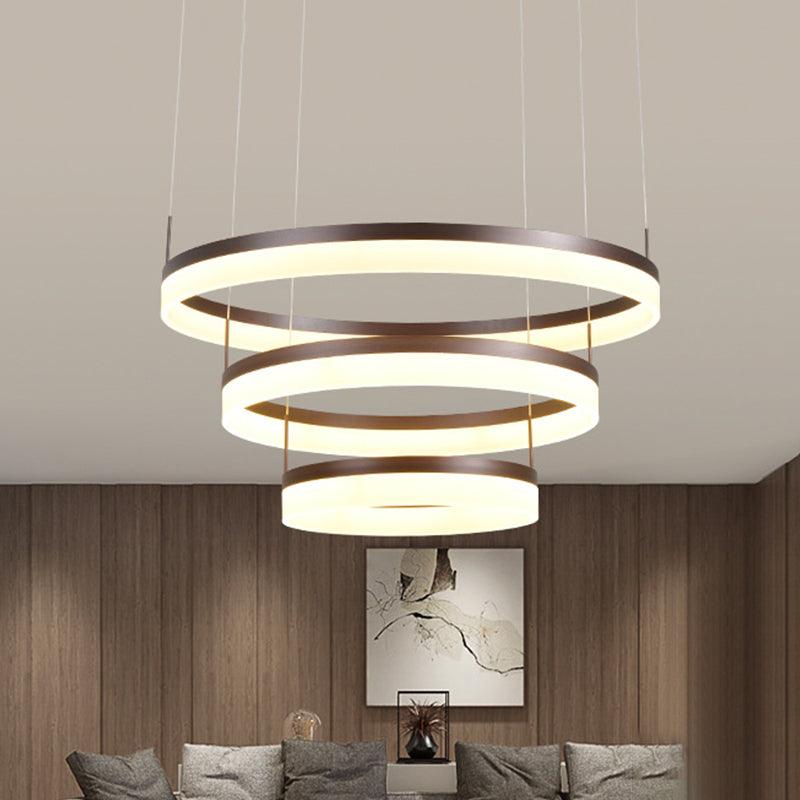 Acrylic 2/3-Tier Circular Drop Pendant Minimalism Coffee Lamp - Rebooters