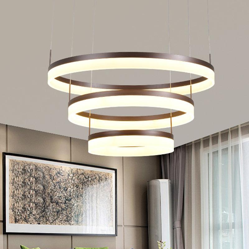 Acrylic 2/3-Tier Circular Drop Pendant Minimalism Coffee Lamp - Rebooters
