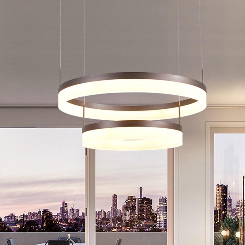 Acrylic 2/3-Tier Circular Drop Pendant Minimalism Coffee Lamp - Rebooters