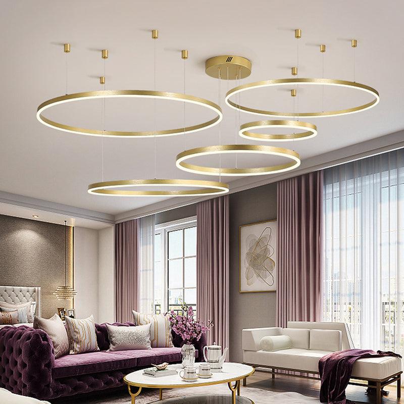 3/4/5 Tiered Hoop Metal Chandelier Gold LED Ceiling Light - Rebooters