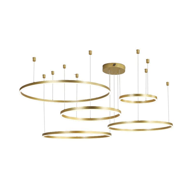 3/4/5 Tiered Hoop Metal Chandelier Gold LED Ceiling Light - Rebooters