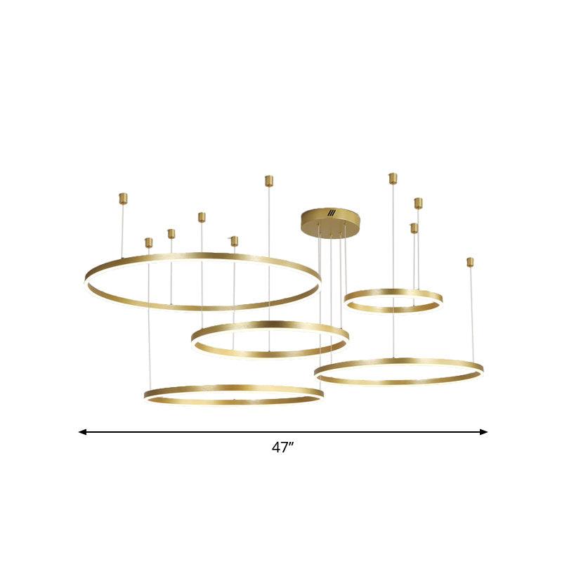 3/4/5 Tiered Hoop Metal Chandelier Gold LED Ceiling Light - Rebooters