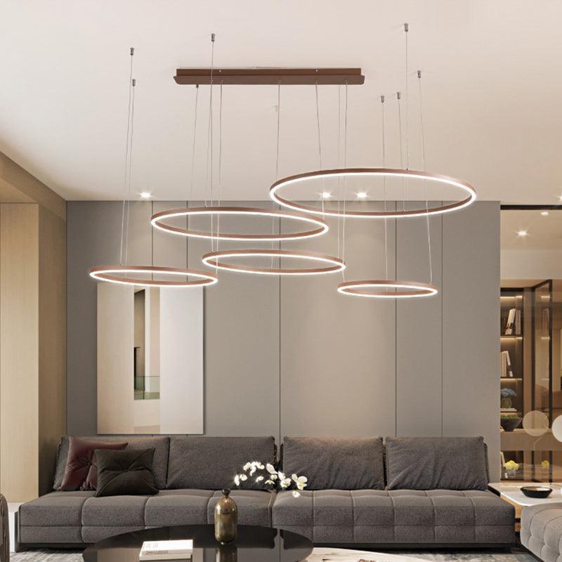 3/4/5-Tier Circular Restaurant Chandelier Acrylic Minimalist LED Ceiling Pendant Light - Rebooters