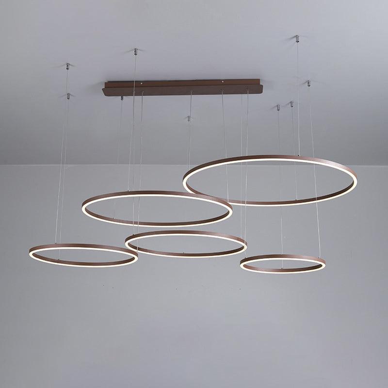 3/4/5-Tier Circular Restaurant Chandelier Acrylic Minimalist LED Ceiling Pendant Light - Rebooters