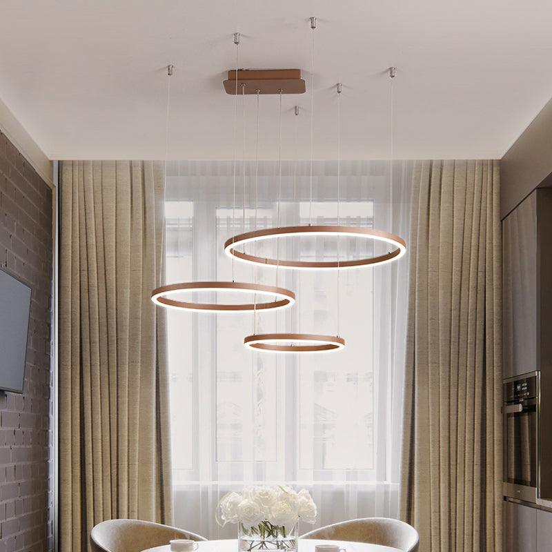3/4/5-Tier Circular Restaurant Chandelier Acrylic Minimalist LED Ceiling Pendant Light - Rebooters
