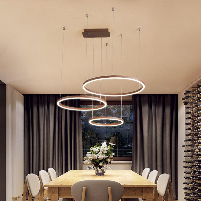 3/4/5-Tier Circular Restaurant Chandelier Acrylic Minimalist LED Ceiling Pendant Light - Rebooters