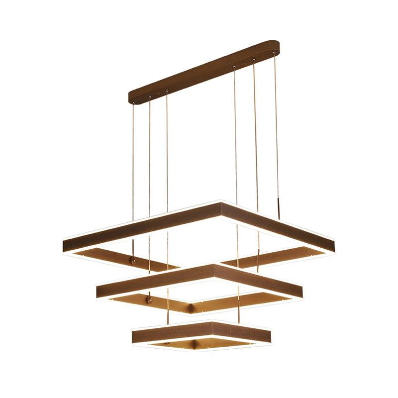 2/3/4 Tiers Square Living Room Chandelier Acrylic LED Pendant - Rebooters