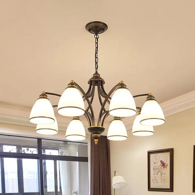 6/8 Lights Chandelier Retro Cylinder Clear Crystal White Glass - Rebooters