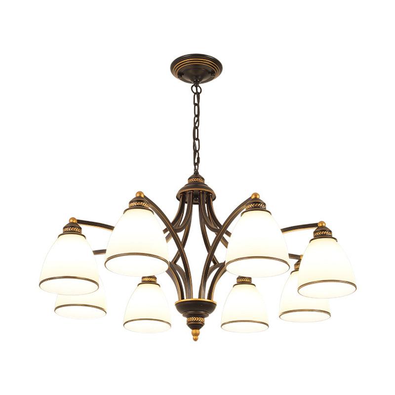 6/8 Lights Chandelier Retro Cylinder Clear Crystal White Glass - Rebooters