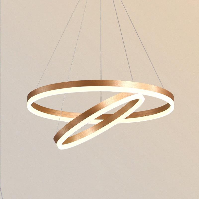 2/3 Tiers Aluminum Pendant Light Fixture Minimalistic White/Coffee LED Chandelier - Rebooters