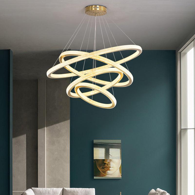 1/3/4-Tier Circle Acrylic Suspension Pendant Brass LED Chandelier - Rebooters
