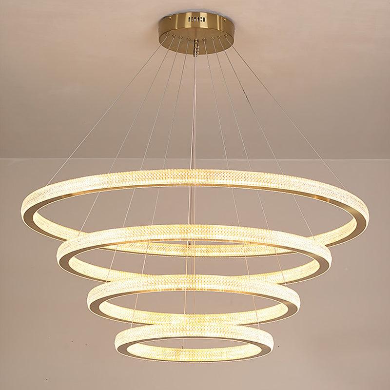 1/3/4-Tier Circle Acrylic Suspension Pendant Brass LED Chandelier - Rebooters