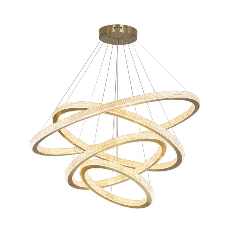 1/3/4-Tier Circle Acrylic Suspension Pendant Brass LED Chandelier - Rebooters