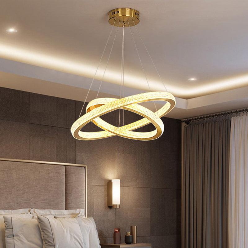 1/3/4-Tier Circle Acrylic Suspension Pendant Brass LED Chandelier - Rebooters