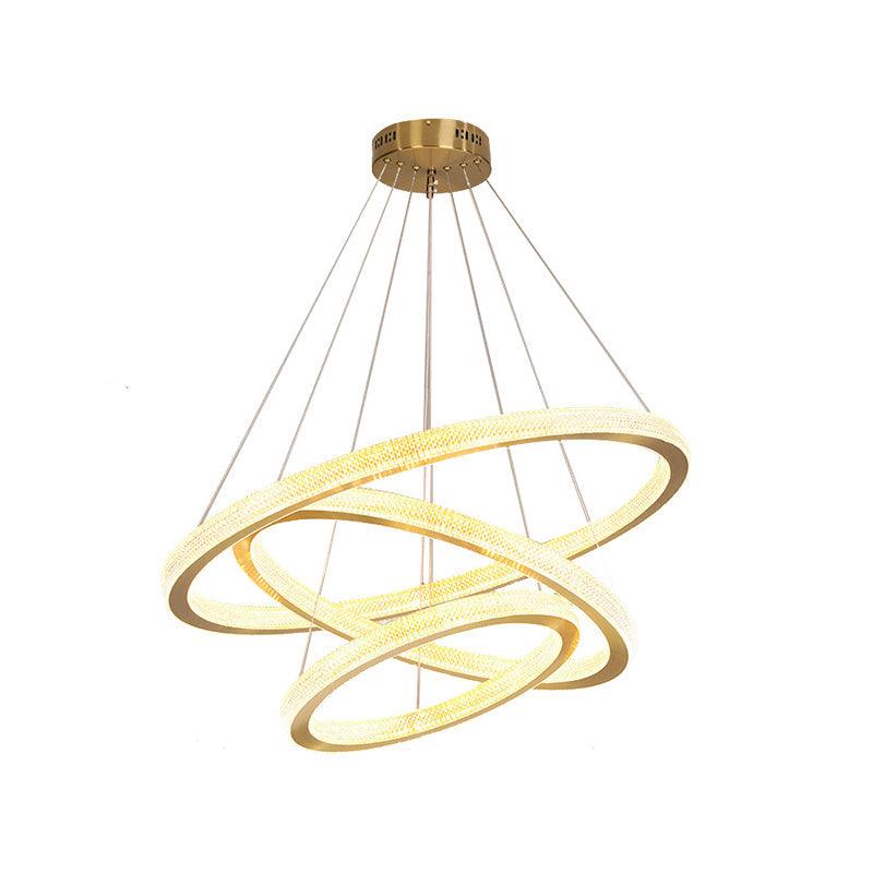 1/3/4-Tier Circle Acrylic Suspension Pendant Brass LED Chandelier - Rebooters