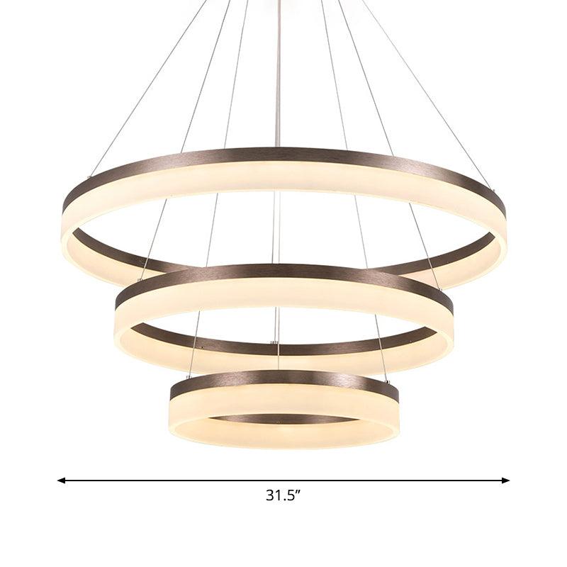1/2/3-Tier Circle Chandelier Light Minimalistic Acrylic Brown - Rebooters