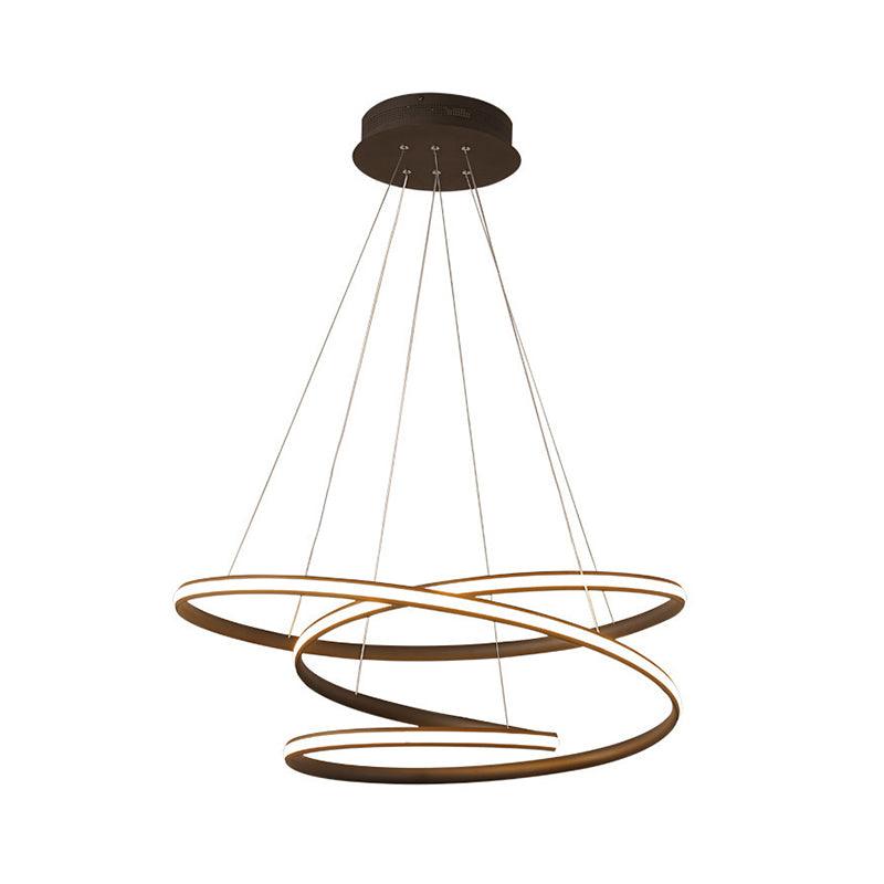 Acrylic Seamless Curve Chandelier Pendant Simple Coffee LED Light Fixture 21.5"/31.5" W - Rebooters