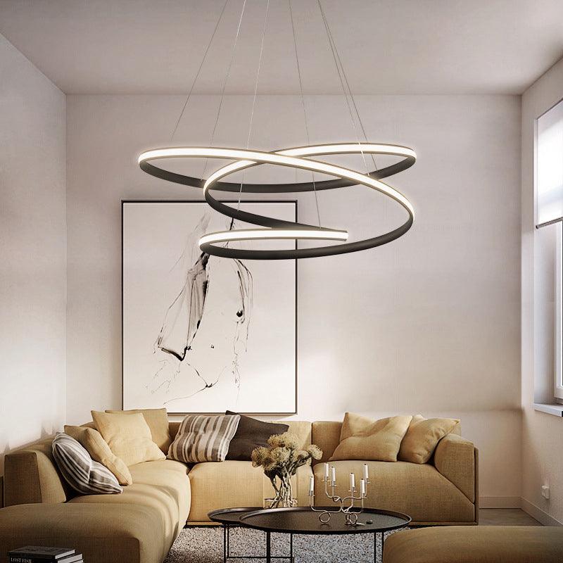 Acrylic Spiral Chandelier Light Simplicity LED Coffee Pendant - Rebooters