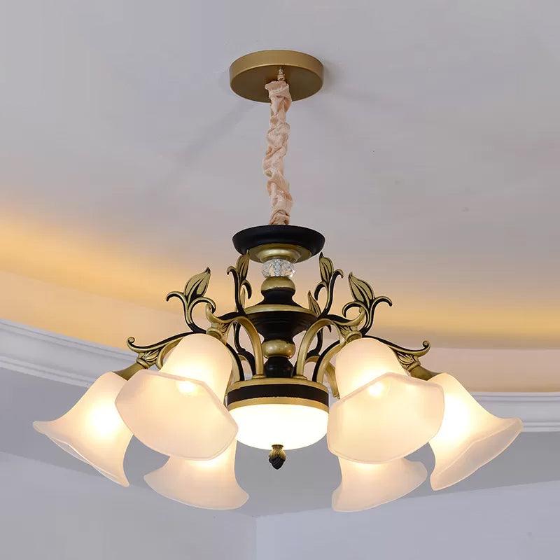 Bellflower Frosted White Glass Chandelier Farmhouse Light - Rebooters