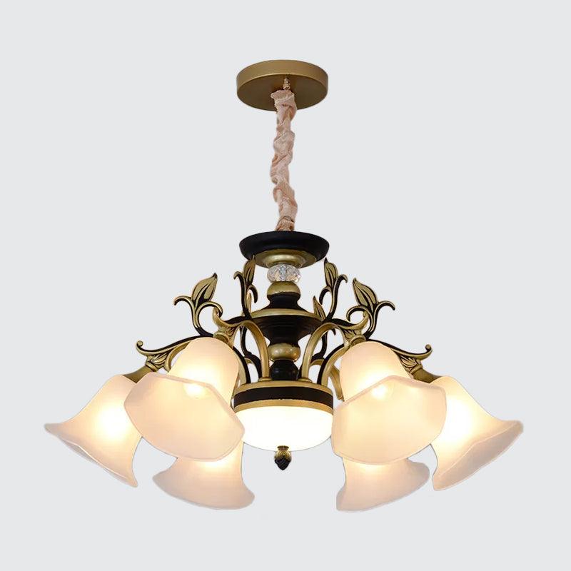 Bellflower Frosted White Glass Chandelier Farmhouse Light - Rebooters