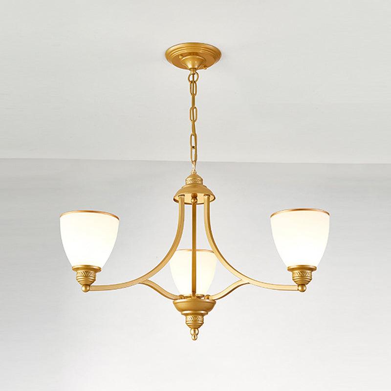3/6/8-Light Milky Glass Chandelier Classic Black Gold Pendant - Rebooters