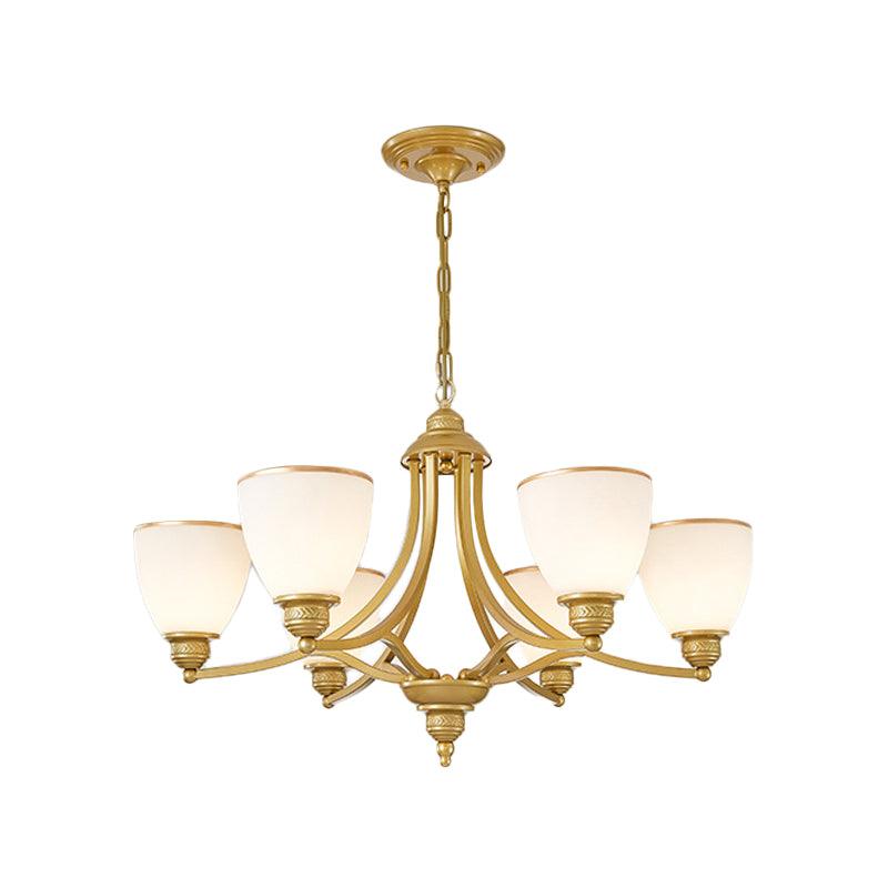 3/6/8-Light Milky Glass Chandelier Classic Black Gold Pendant - Rebooters
