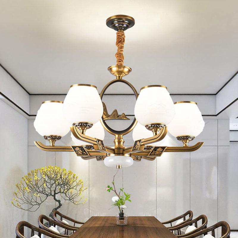 6 Lights Chandelier Lamp Traditional Dining Room Light Brass - Rebooters