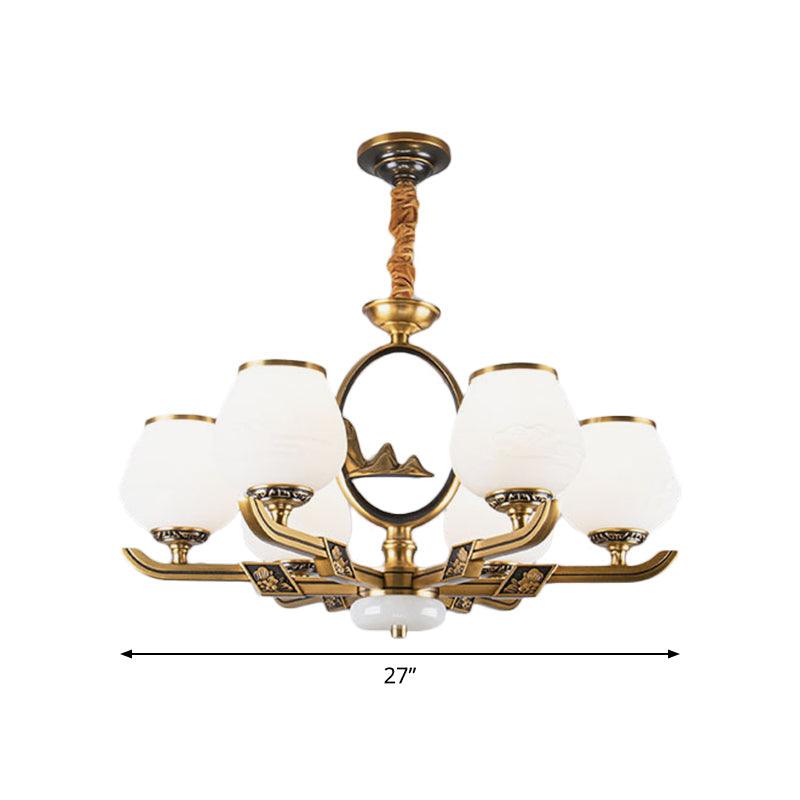 6 Lights Chandelier Lamp Traditional Dining Room Light Brass - Rebooters