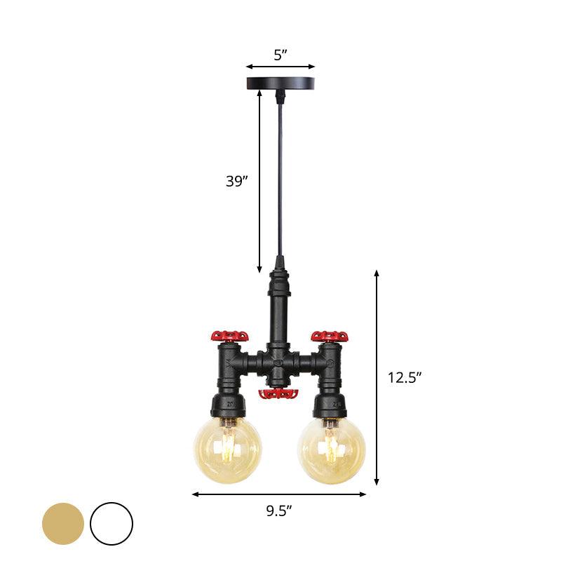 2 Lights Hanging Light Kit Industrial Restaurant LED Pendant Chandelier - Rebooters