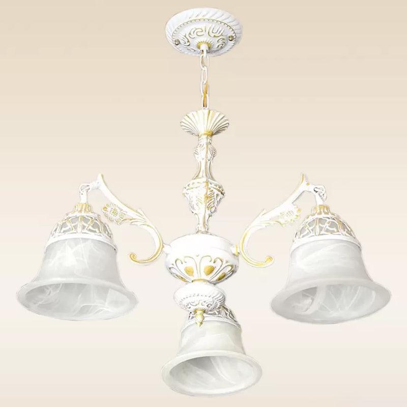 Alabaster Glass White Chandelier Carillon 3 Heads Pendant Light - Rebooters