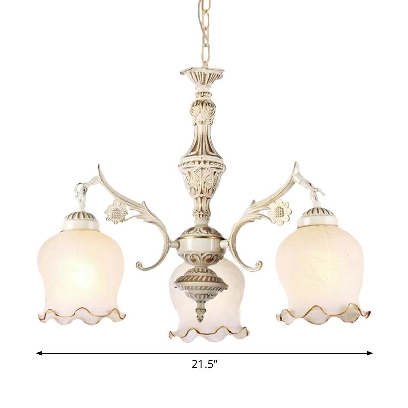 3 Lights Rose Down Chandelier Vintage Antique Bronze Cream - Rebooters