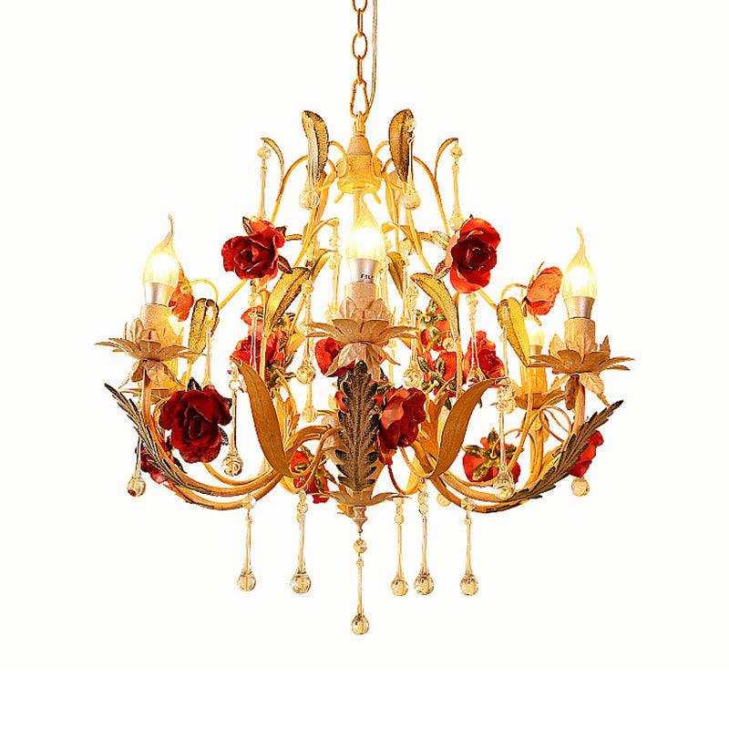Beige 6/8-Head Chandelier Lamp Korean Garden Candle Light - Rebooters