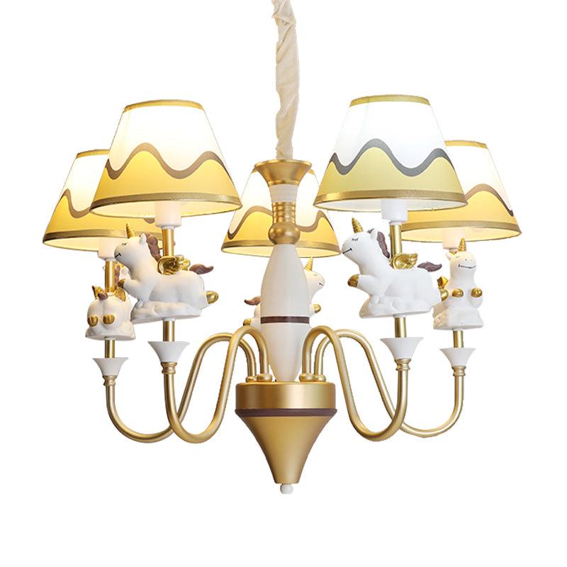 Bedroom Tapered Shade Hanging Lights Metal Unicorn Chandelier - Rebooters