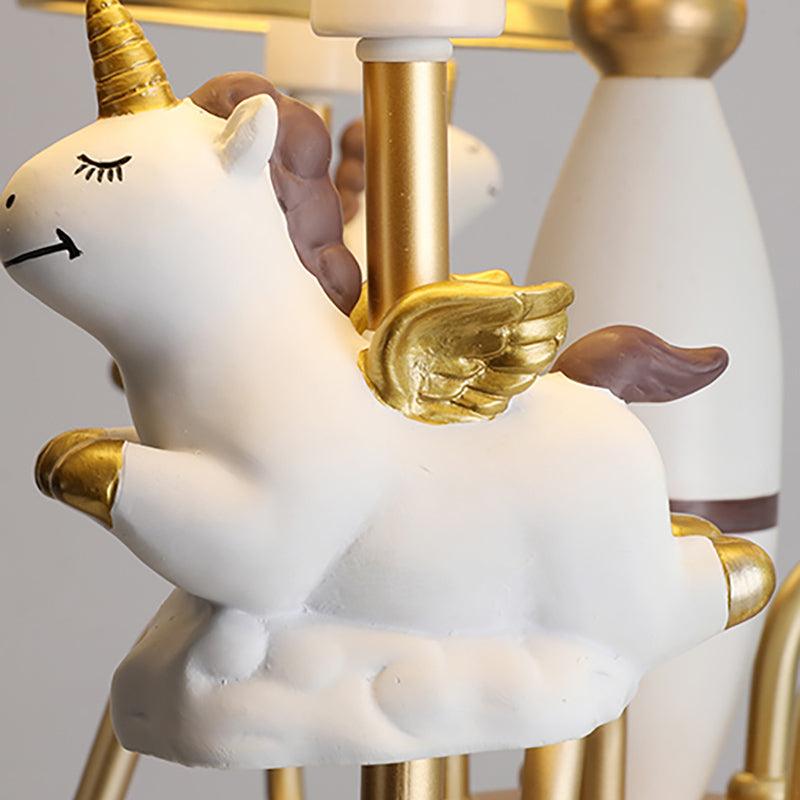 Bedroom Tapered Shade Hanging Lights Metal Unicorn Chandelier - Rebooters