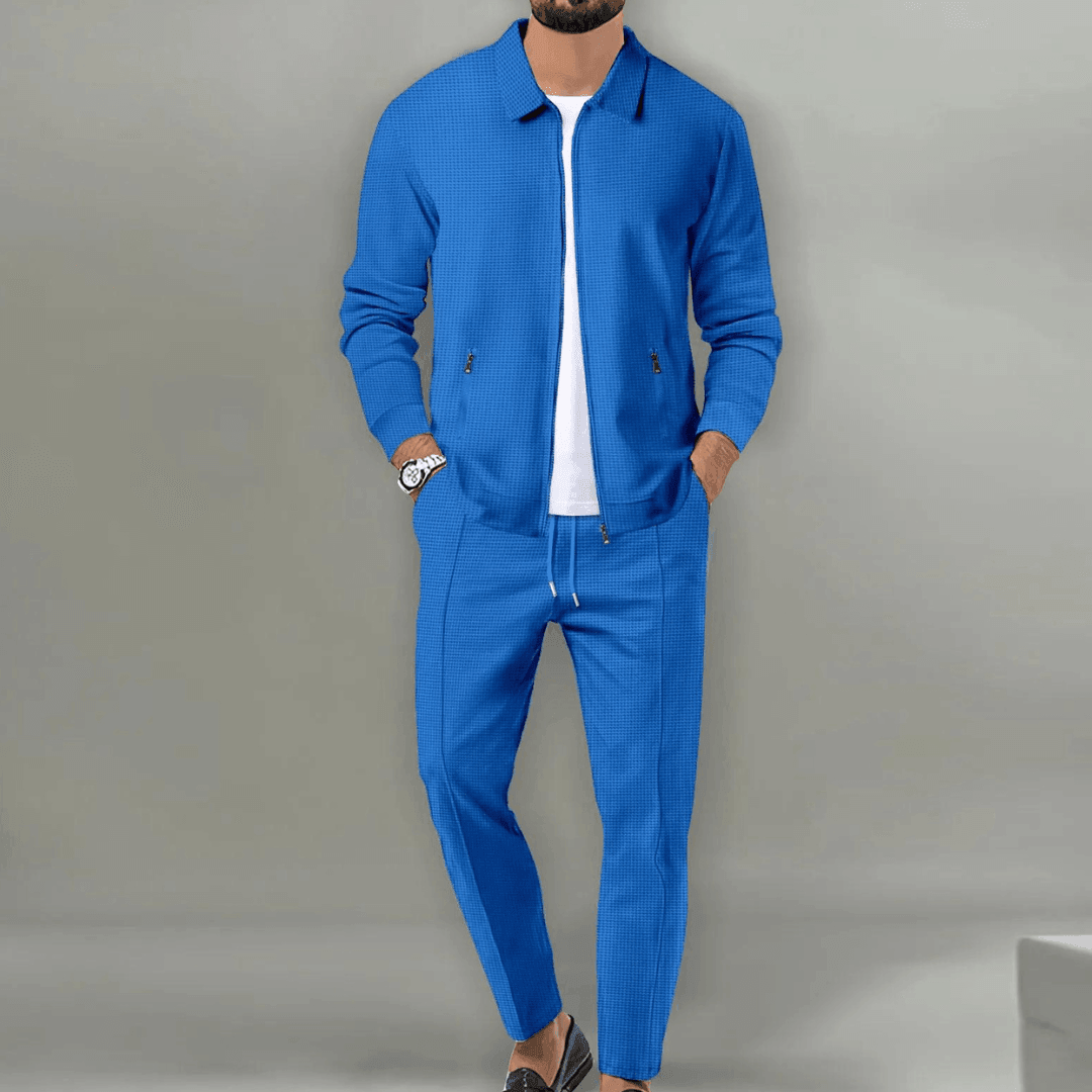 Men’s Casual Waffle Jacket Set for Stylish Comfort Rebooters mens 2 piece set