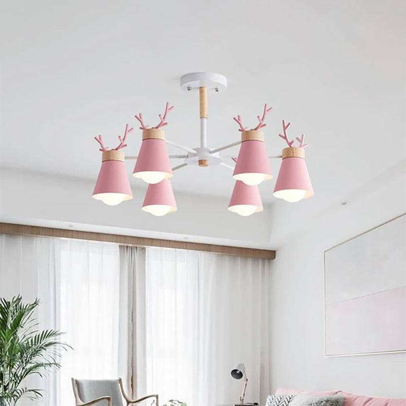 Deer Horn Kids Room Lighting Pendant Chandelier Iron Modern - Rebooters