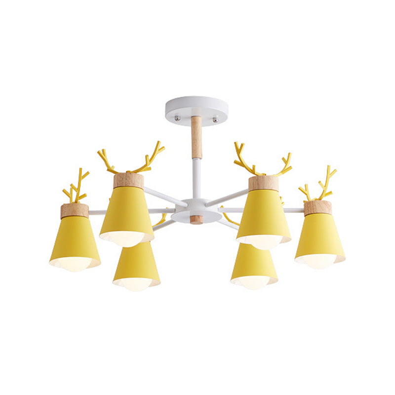 Deer Horn Kids Room Lighting Pendant Chandelier Iron Modern - Rebooters