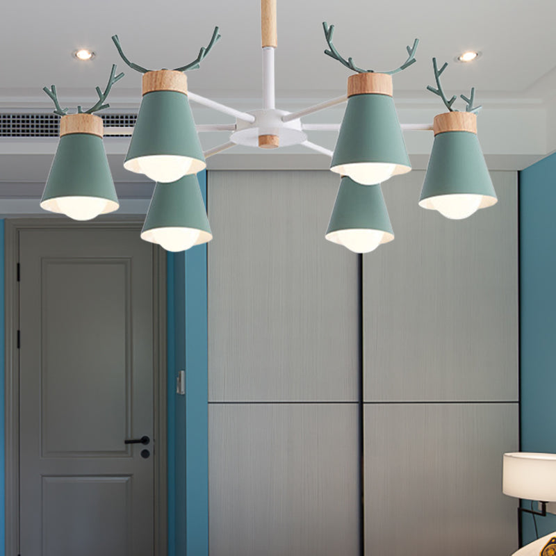 Deer Horn Kids Room Lighting Pendant Chandelier Iron Modern - Rebooters