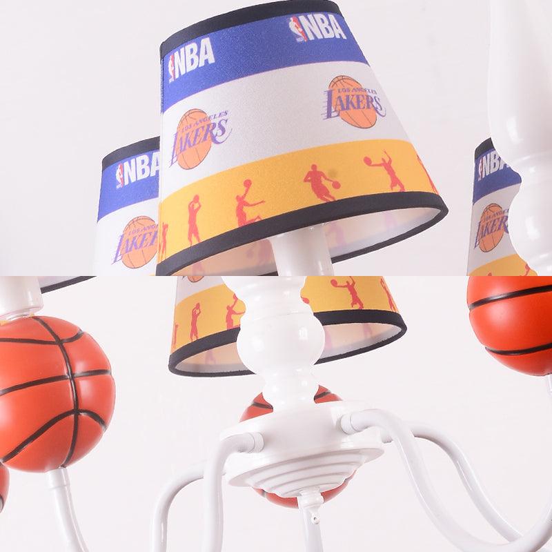 Bedroom Basketball Hanging Lamp Metal 5 Lights Cartoon Chandelier - Rebooters