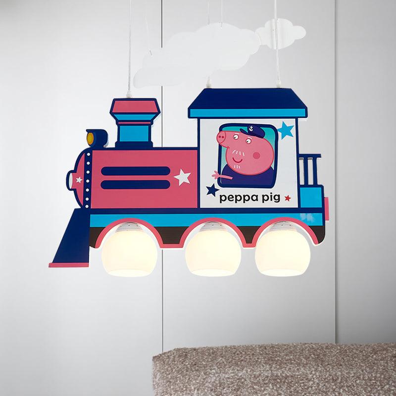 Cartoon Train Hanging Pendant Lights Metal Lamp in Blue - Rebooters