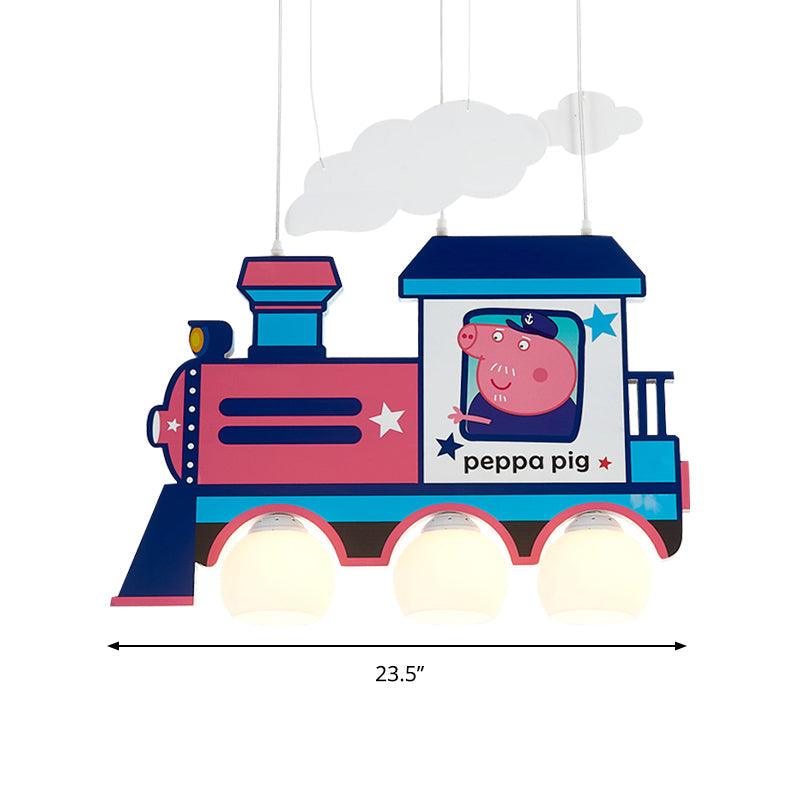 Cartoon Train Hanging Pendant Lights Metal Lamp in Blue - Rebooters