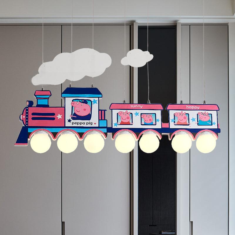 Cartoon Train Hanging Pendant Lights Metal Lamp in Blue - Rebooters